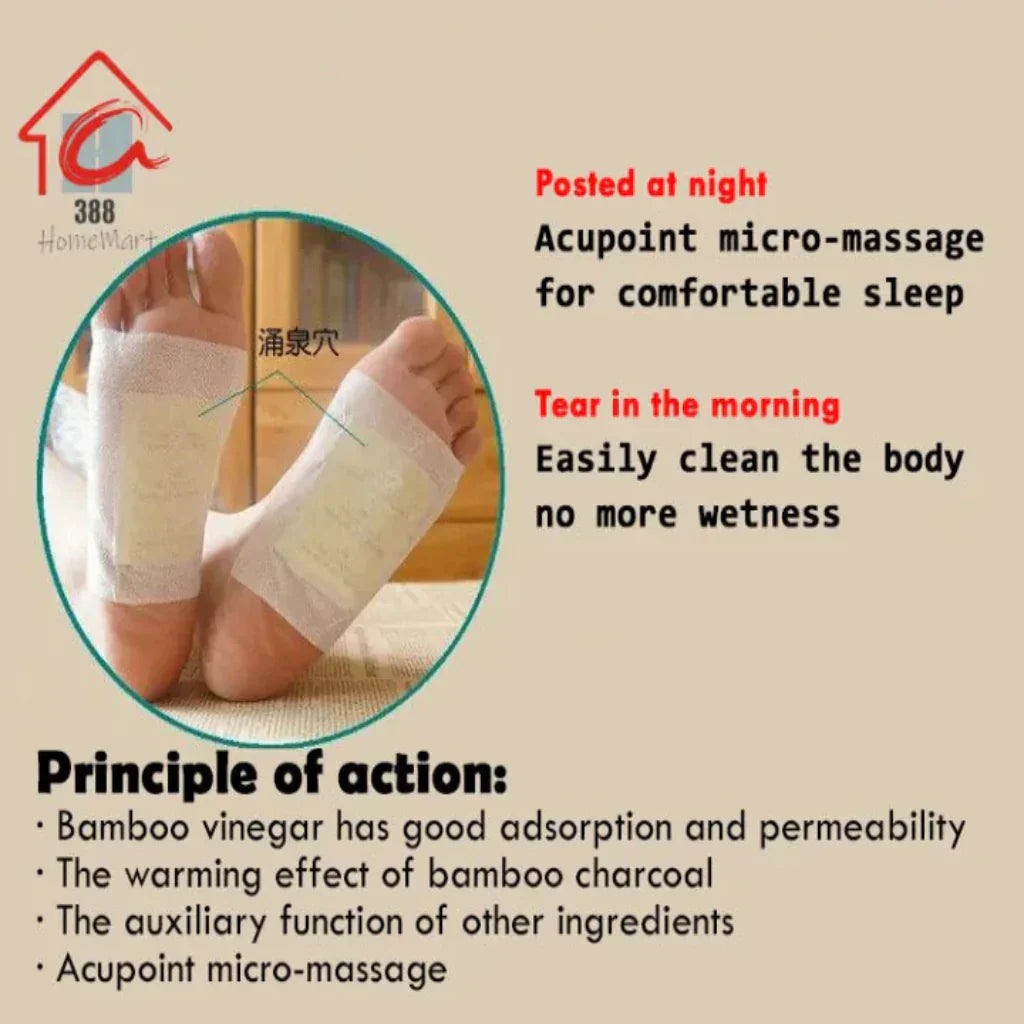 100% Herbal & Gentle Ingredient Detox Foot Pads 1 Box = 20 Patches Buy 1, Get 1 Free